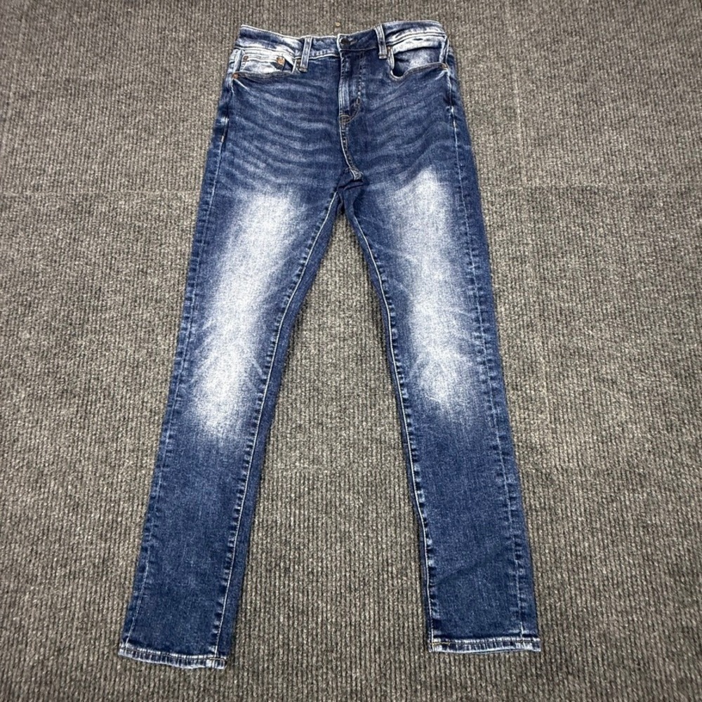 Aeropostale Athletic Skinny Mens Blue Faded Denim Jeans 29x32 8223AF21